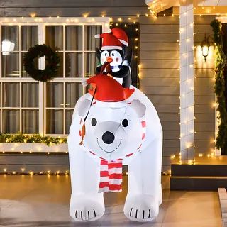 HOMCOM 7 ft. Polar Bear Christmas Decoration, Penguin Inflatable Animal - 89.25"L x 44.5"W x 81"H... | Bed Bath & Beyond
