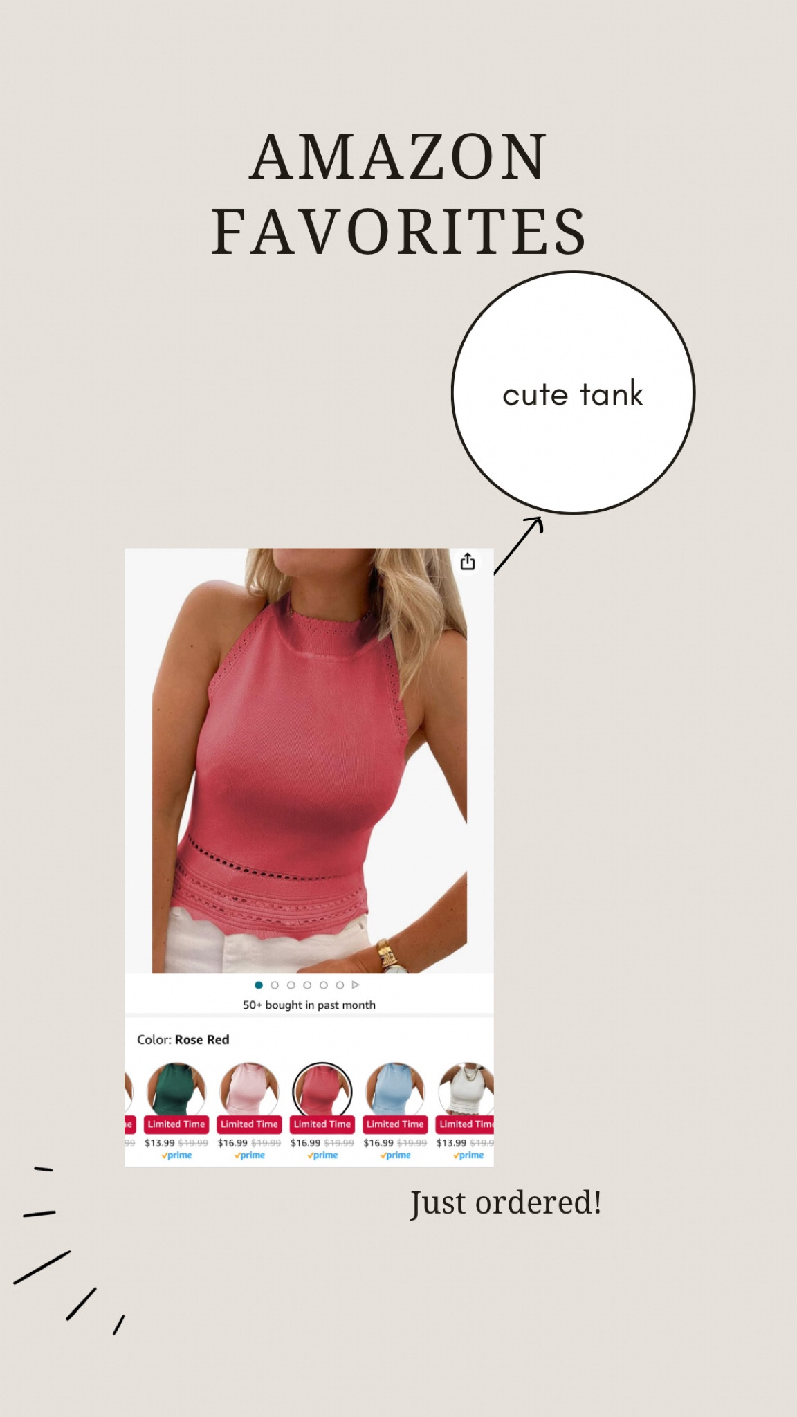 Love the detail of this tank top
Amazon deal of the day 
Amazon fashion 

#LTKstyletip #LTKsalealert #LTKfindsunder50