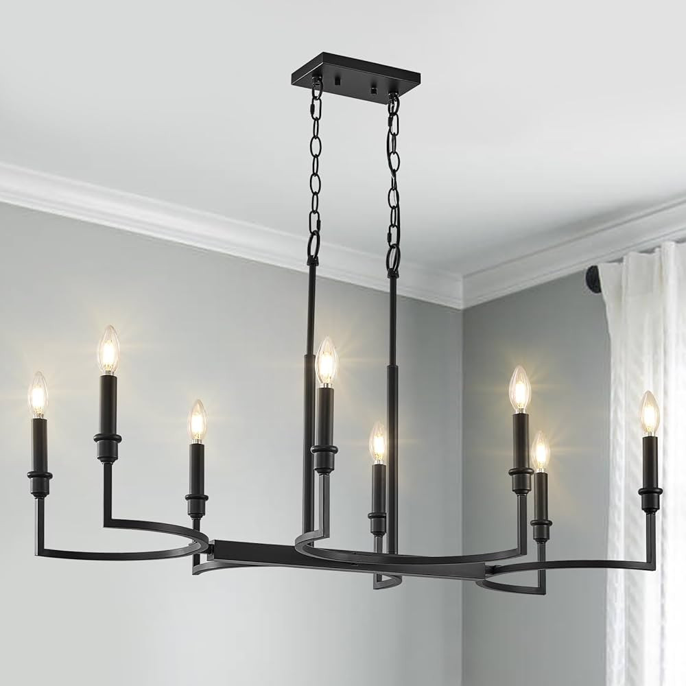 Aodoran Black Kitchen Island Lighting 8-Light Dining Room Lighting Fixtures Over Table Bla... | Amazon (US)