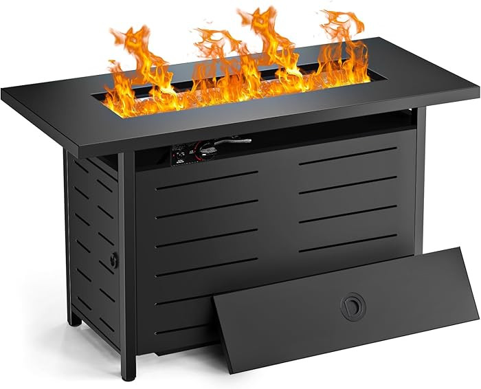Hykolity 42 Inch Gas Fire Pit Table, 60,000 BTU Propane Pits for Outside with Steel Lid and Water... | Amazon (US)