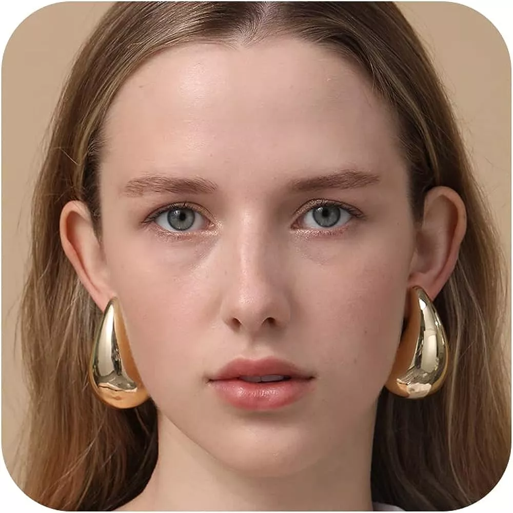  Apsvo Extra Large Drop Earring, Oversized Chunky Gold