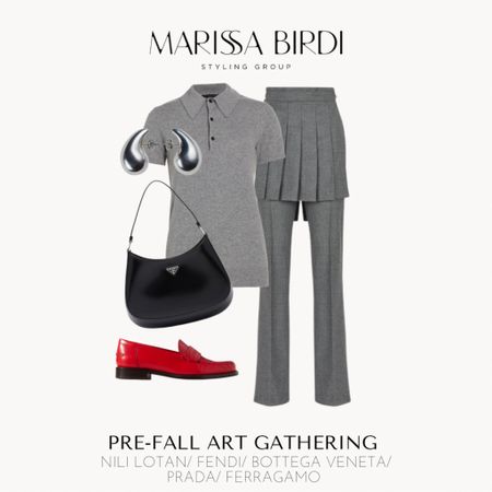Inspired by fine art gallery parties and a city sensibility, this look is true to form FW23 inspired by using early trend concepts of: 

✅ Tonal grey separates
✅ Red accent
✅ Loafer

The pant will be available from Fendi after 9/7.

#LTKstyletip #LTKSeasonal #LTKshoecrush