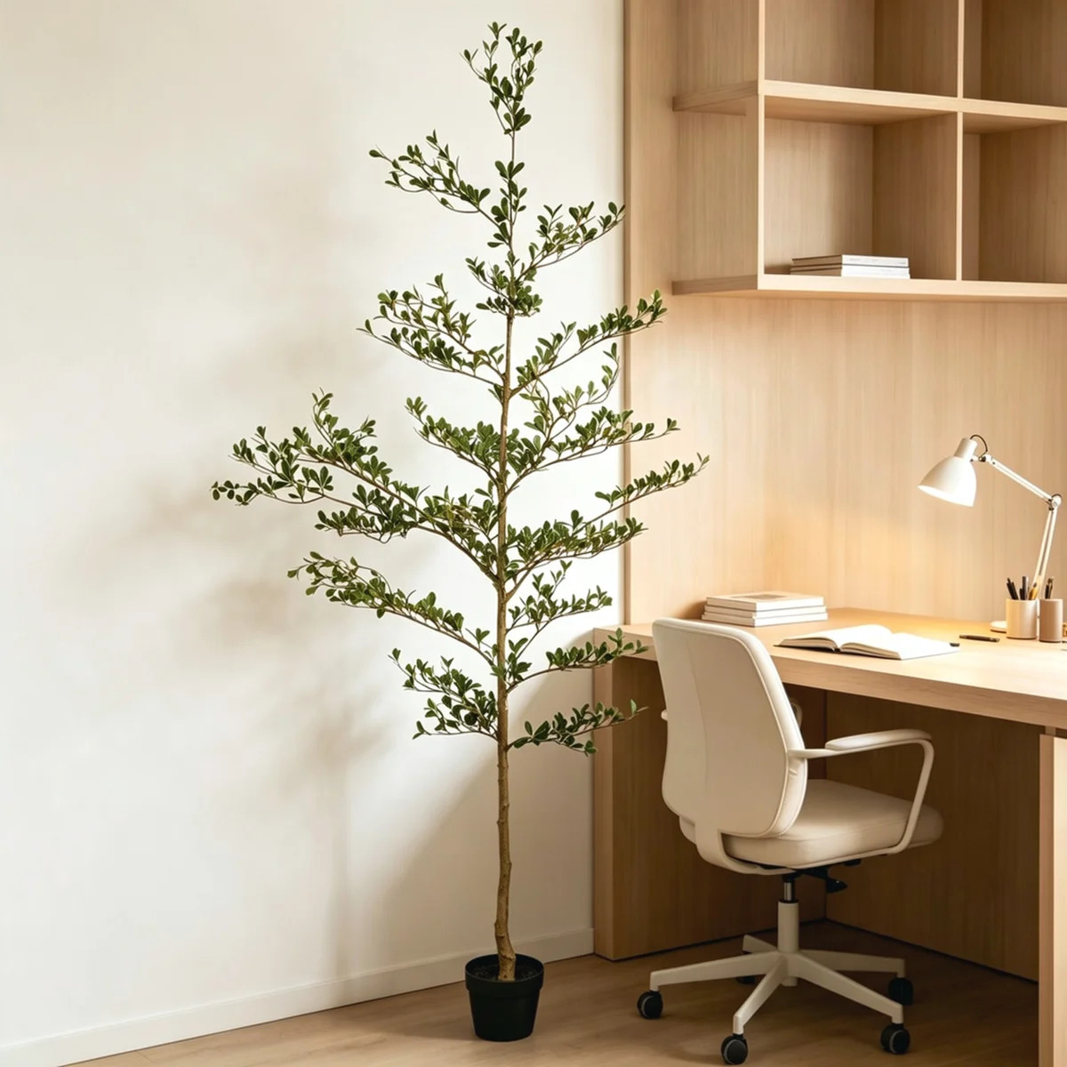 6FT Artificial Olive Tree Tall Faux Plant - Lifelike Olive Foliage, Matching Black Plastic Plante... | Wayfair North America