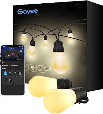 Govee Outdoor String Lights, 48ft Smart Outdoor String Lights with 15 Dimmable Warm White LED Bul... | Amazon (US)