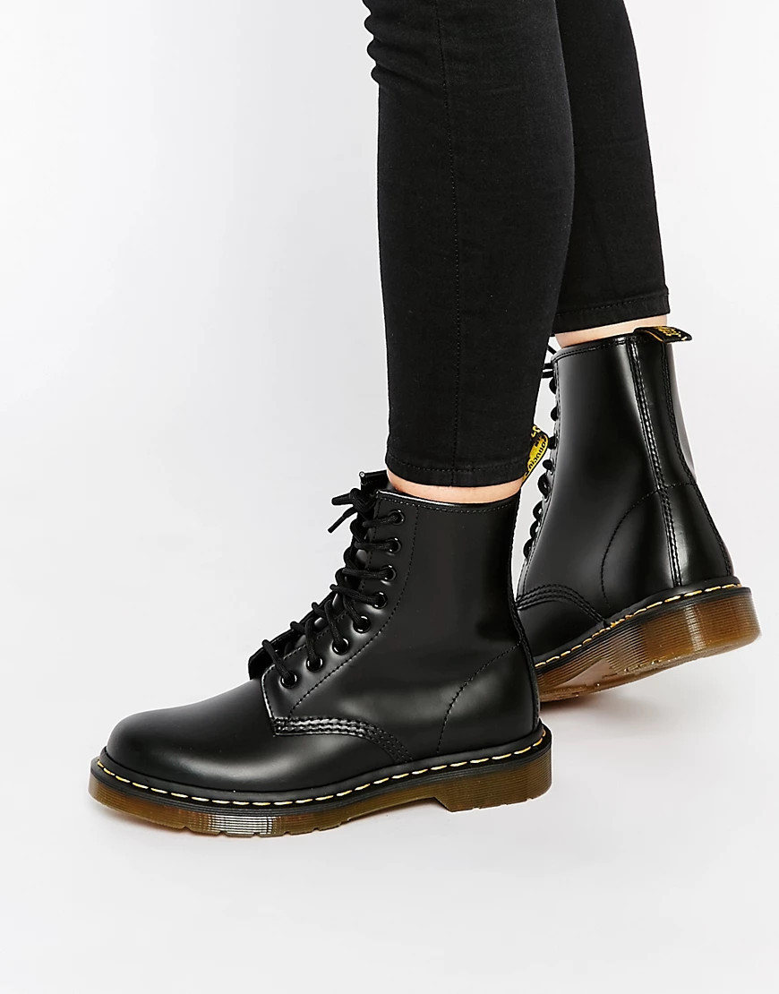 Dr Martens 1460 8-Eye smooth leather lace up boots-Black | ASOS (Global)
