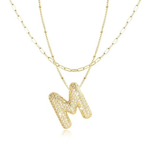GIFT4U Bubble Initial Necklaces for Women - Mothers Day Gifts Bubble Balloon Necklace,M Bubble Letter Necklace,Diamond Bubble Necklace Gold,Initial M Necklace, Jewelry Gifts for Women | Amazon (US)