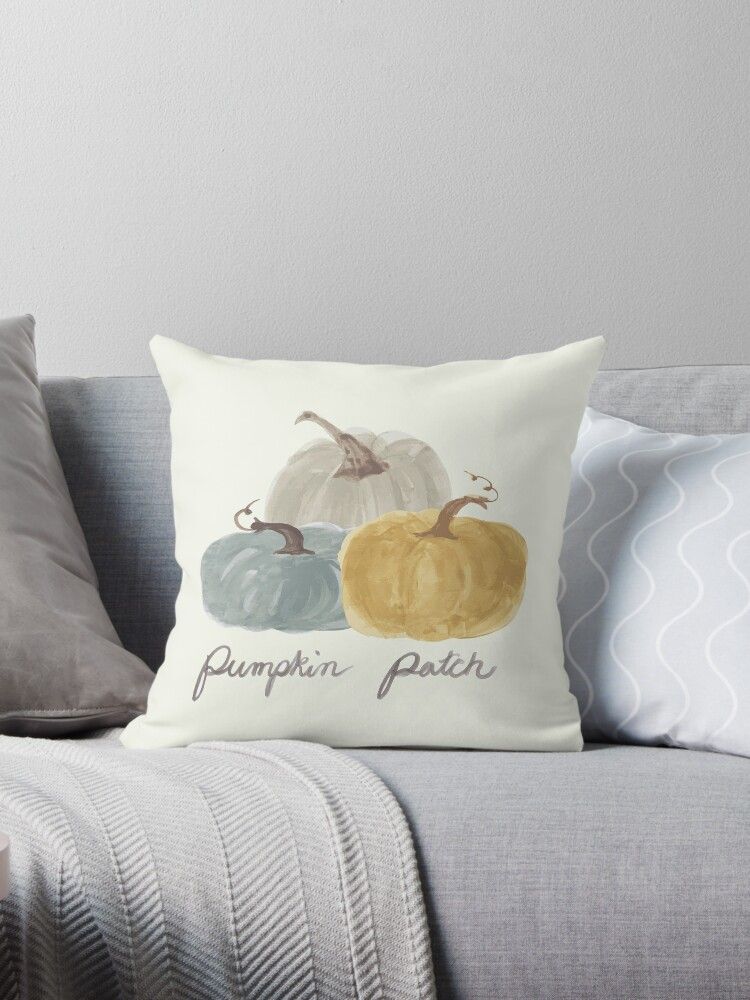 'Farmhouse Pumpkin Patch in watercolor ' Throw Pillow by Rochelle Rae Design | Redbubble (US)