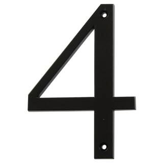 Everbilt 4 in. Black Flush Mount Metal House Number 4 30046 | The Home Depot