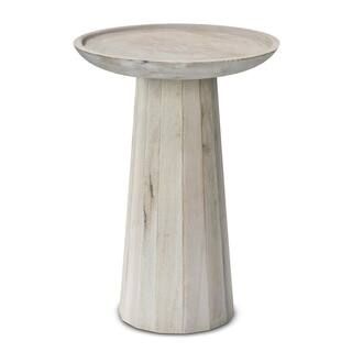 Simpli Home Dayton Solid Mango Wood 13 in. W Round Contemporary Wooden Accent Table in White AXCA... | The Home Depot