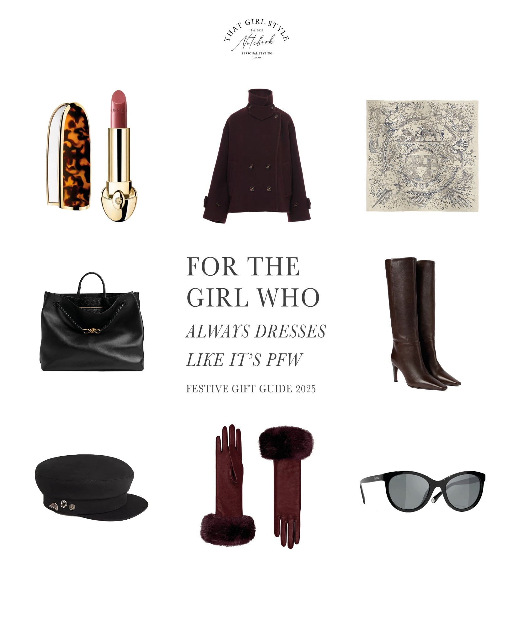 Gift Guide 2025 | For the girl who always dresses like it’s PFW

She dresses for the front row, even on a Tuesday:

- Guerlain G Rouge Customisable Ultra-Care Lipstick 
- Chloé Oversized Short Coat in Deep Purple Wool
- Hermès Please Hold the Line Scarf 90 Crème Bleu Gris
- Bottega Veneta Large Andiamo Bag
- Brunello Cucinelli Classic Leather Boots with Precious Heels in Rust Brown
- Hermès Vauban Jump Car
- Cornelia James Lucie Leather Glove with Faux Fur Cuff
- Chanel Pantos Sunglasses

#LTKgiftguide #LTKfestive #LTKluxury