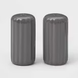 2pc Stoneware Ribbed Salt and Pepper Shaker Set Gray - Threshold™ | Target