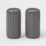 2pc Stoneware Ribbed Salt and Pepper Shaker Set Gray - Threshold™ | Target