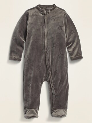Unisex Star-Print Velour Footed One-Piece for Baby | Old Navy (US)