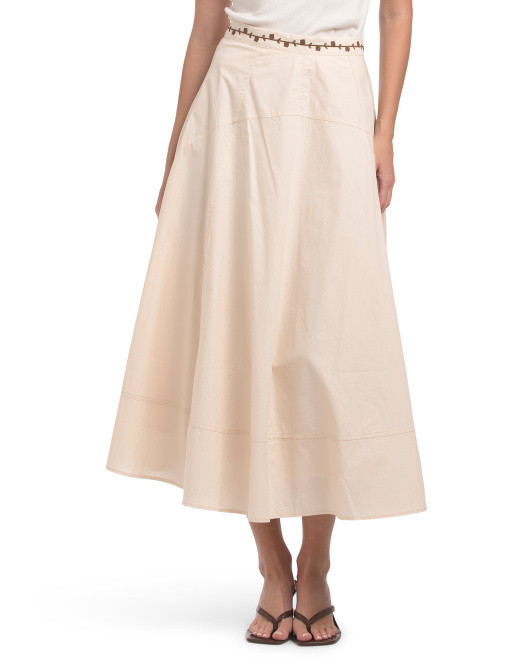 Embroidered Rose Trim Midi Skirt | TJ Maxx