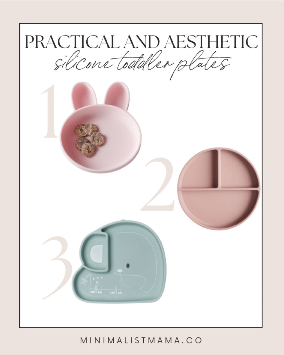 Aesthetic silicone toddler plates include bunny plate, sectioned silicone plate, and elephant silicone plate.

Silicone plates, toddler plates, baby plates, baby eating, toddler eating, kids eating, kids plates

#LTKbaby #LTKunder50 #LTKkids