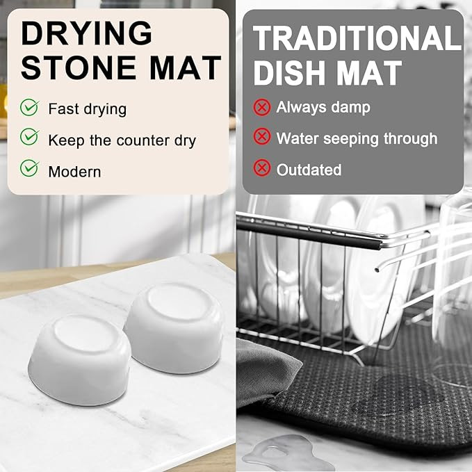 2 Pack Stone Dish Drying Mats for Kitchen Counter, Fast Drying, Super Absorbent Dish Drying Mat, ... | Amazon (US)