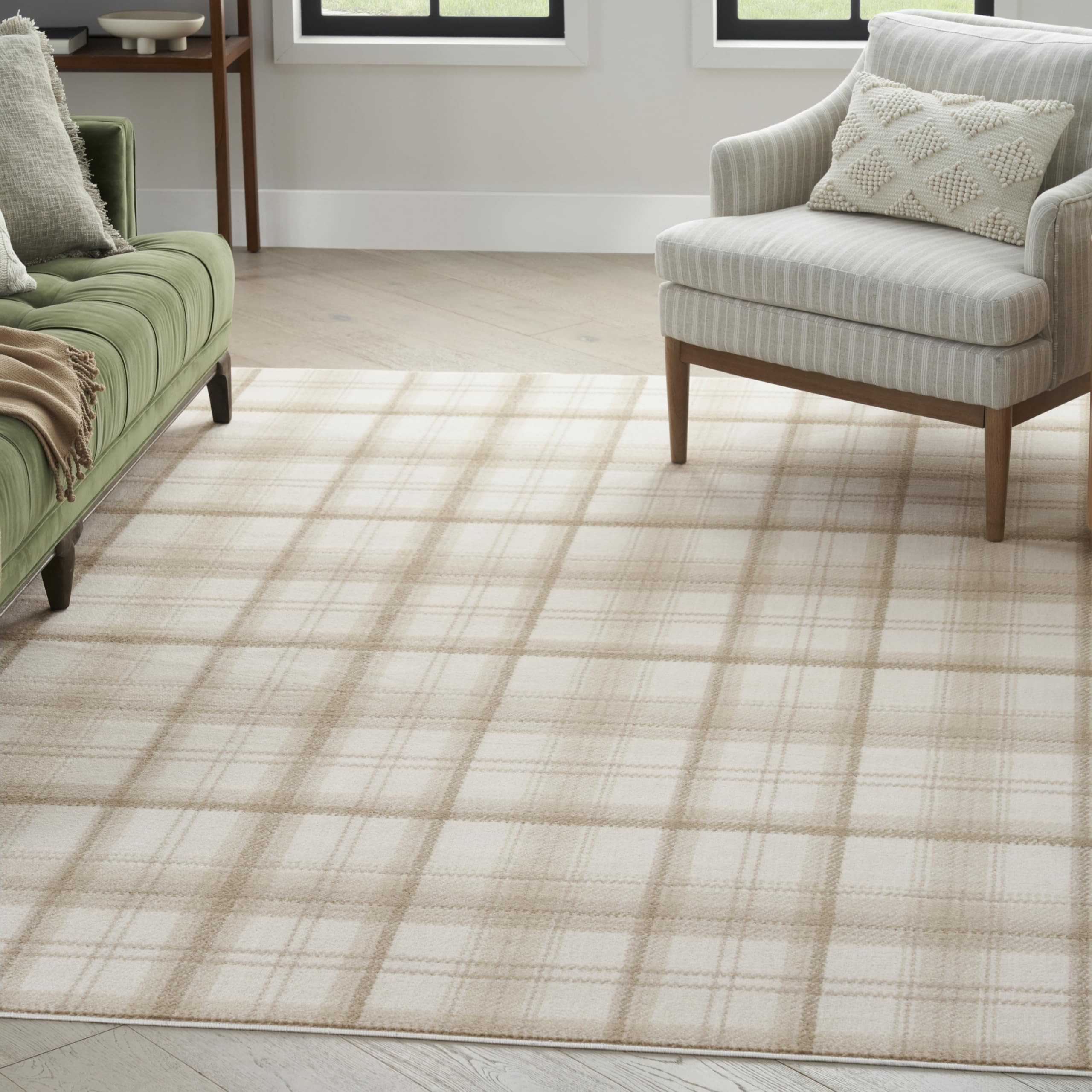 Nourison Home Grafix Ivory Beige 6' x 9' Area Rug - Easy Clean, Non Shedding, Bed Room, Living Ro... | Amazon (US)