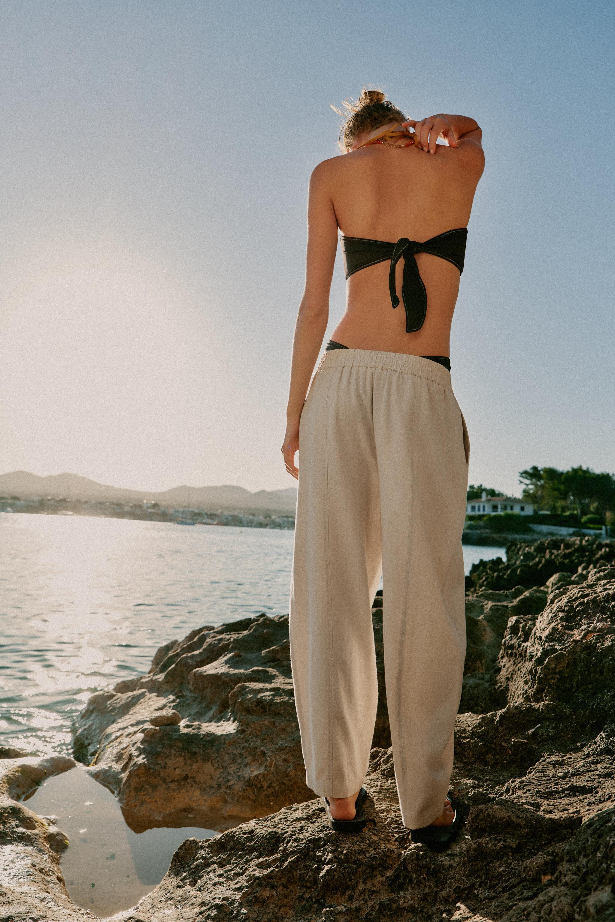 LINEN BARREL PANTS | Zara US