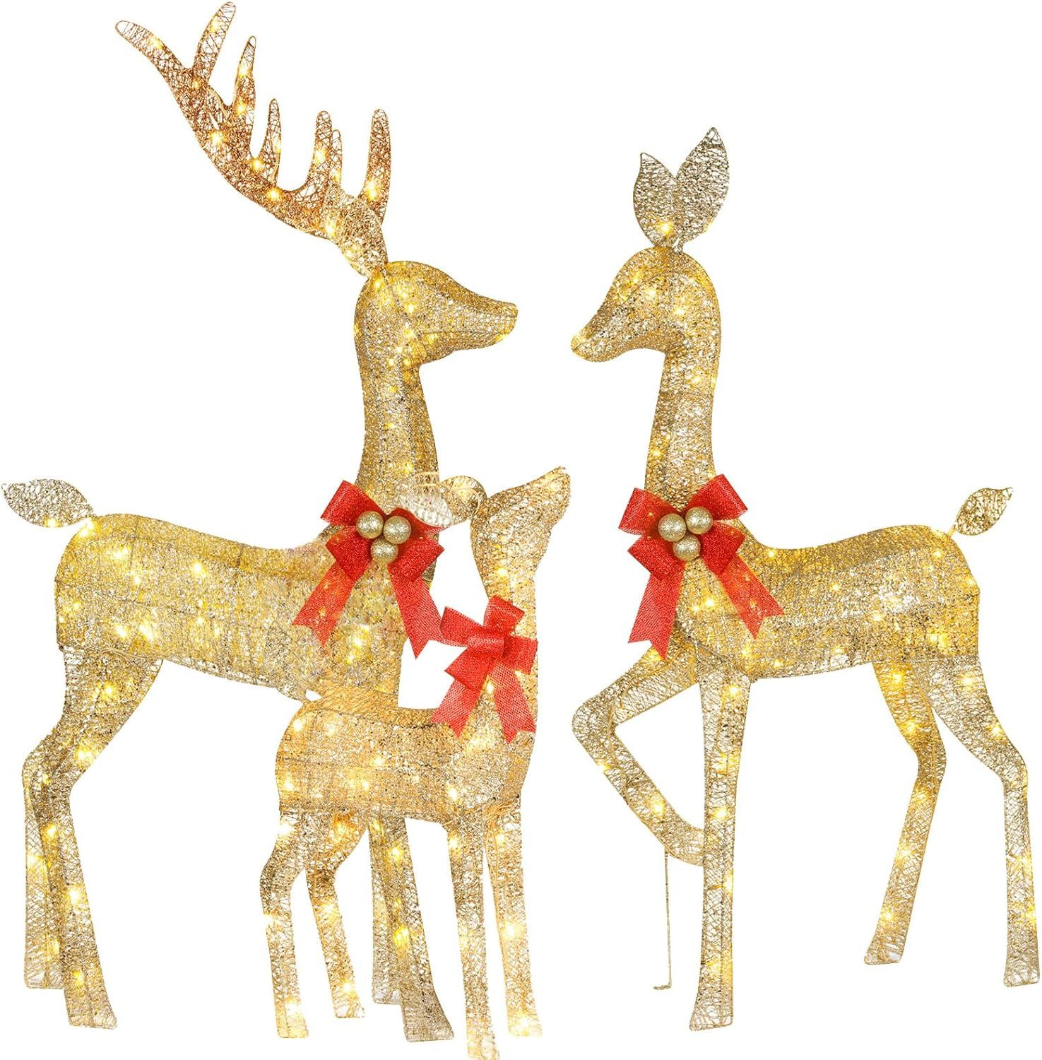 Lighted Christmas Decoration Deer 3 Piece, HOYECHI Light up Christmas Decor Reindeer Family Set f... | Amazon (US)