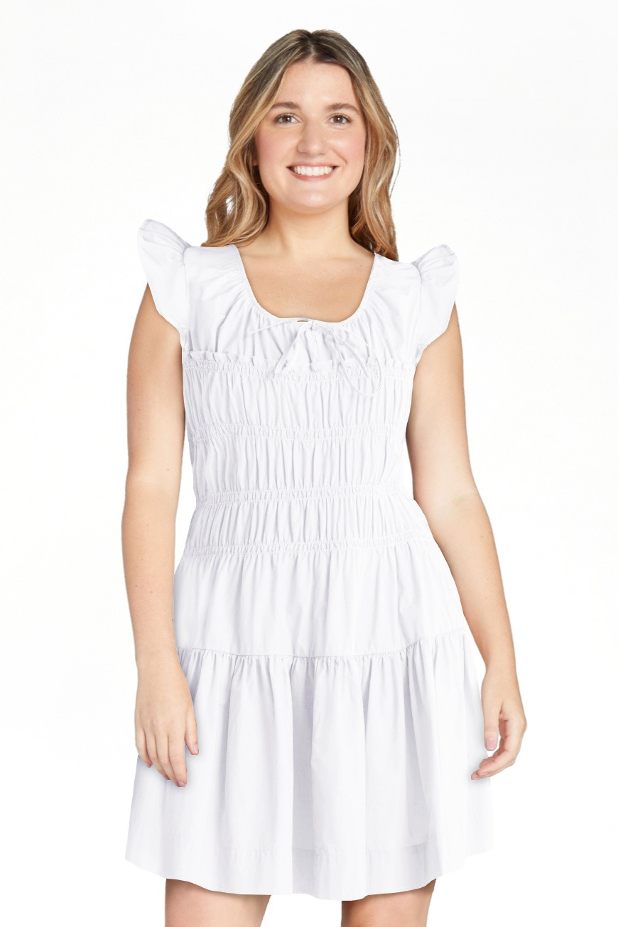 Free Assembly Women's and Women’s Plus Smocked Cotton Mini Dress with Flutter Sleeves, Sizes XS... | Walmart (US)