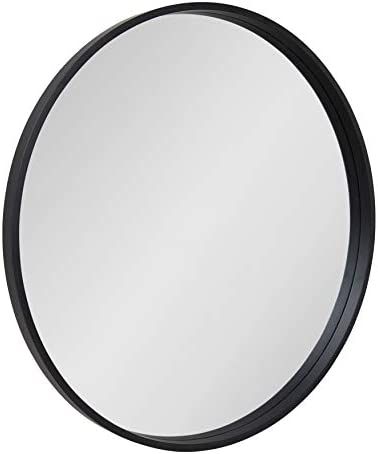 Kate and Laurel Travis Round Wood Wall Mirror, 31.5" Diameter, Black, Modern Wall Décor Accent | Amazon (US)