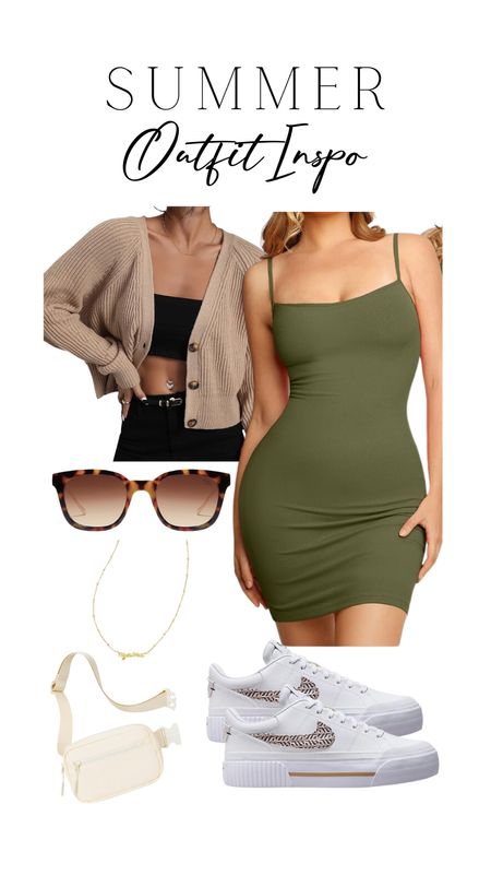 Summer dress outfit Inspo 🤍 love that this mini dress has shapewear built in! 

#LTKstyletip #LTKshoecrush #LTKfindsunder100