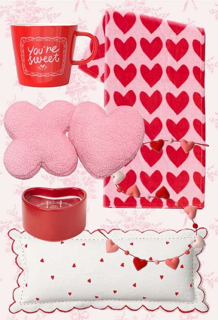 Valentine’s Day home decor from Target. Heart blankets, candles, mugs, and pillows  

#LTKhome #LTKSeasonal