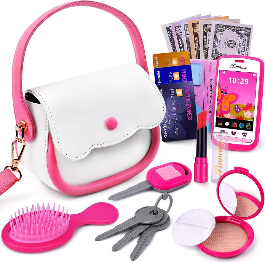 GJZZ Play Purse for Little Girls Toys - Toddler Purse Set Pretend Play Makeup Toys for 3 4 5 6 7 ... | Amazon (US)