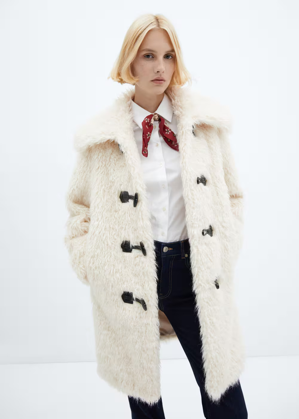 Faux-fur midi coat -  Women | Mango USA | MANGO (US)