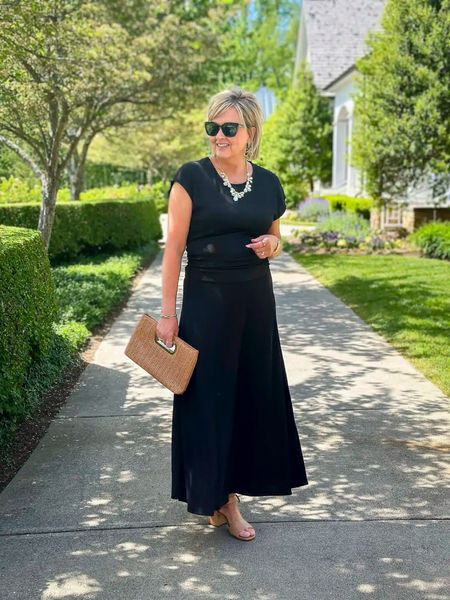 Black two piece skirt set is a size large | Amazon find | wedding guest outfit | straw clutch | date night | classic outfit idea 

#LTKStyleTip #LTKWedding #LTKShoeCrush