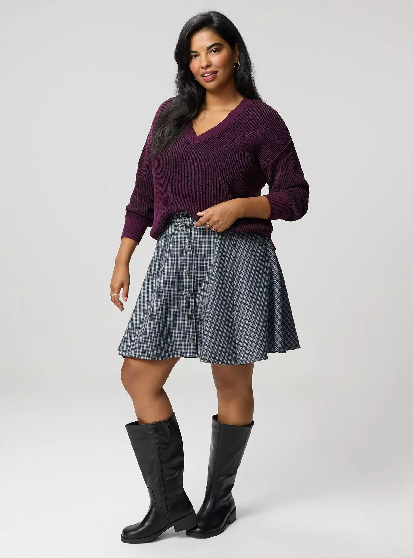 Skater Button-Front Mini Skirt | Torrid (US & Canada)