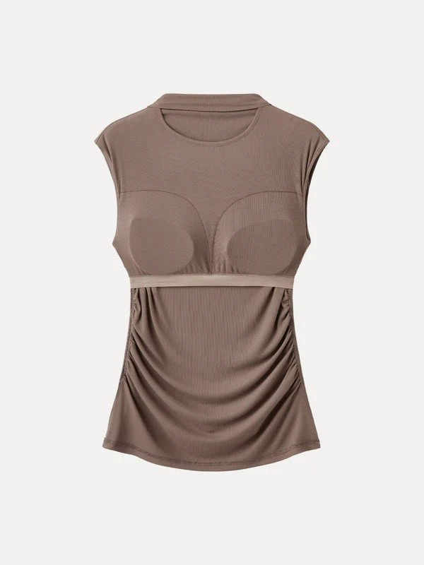 Mockneck Ruched New Airy Brami Long Tank | OGLmove