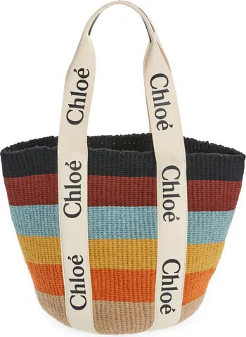 Chloé x Mifuko Large Woody Stripe Basket Tote | Nordstrom | Nordstrom