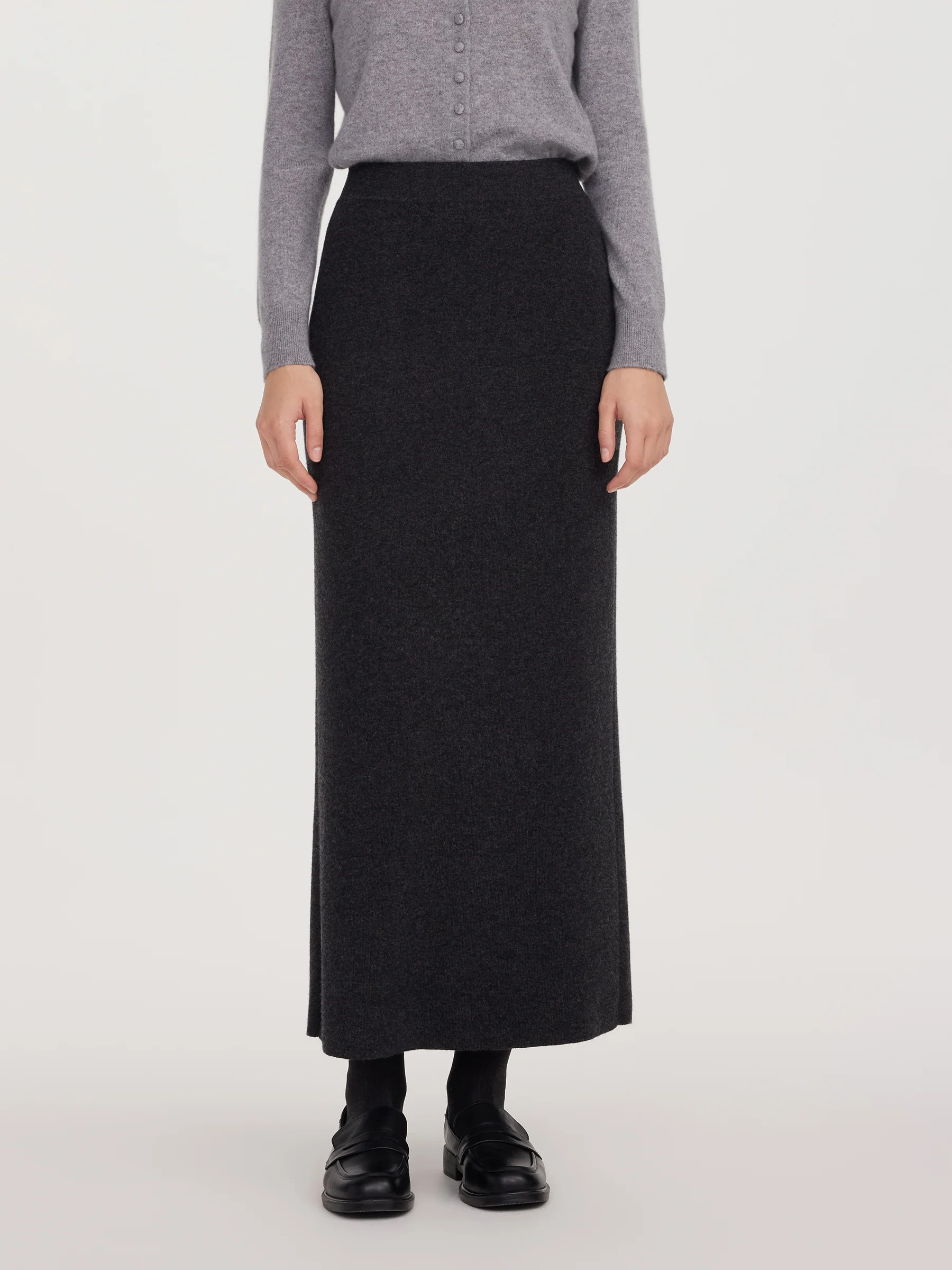 Wool Blend Back Slit Women Knit Skirt | GOELIA