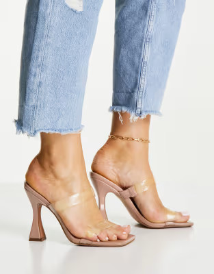 ASOS DESIGN Nasia heeled mules in clear | ASOS (Global)