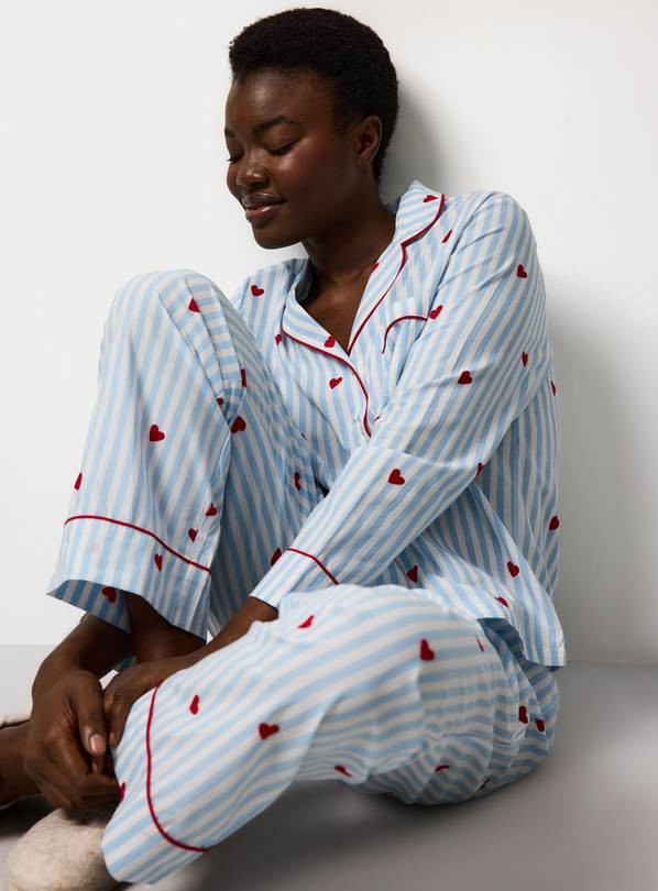 Mini Me Blue Valentine's Striped Traditional Pyjamas 18 | Tu Clothing