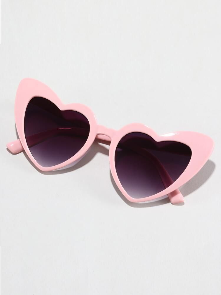 1pair Heart Frame Pink Sunglasses | SHEIN