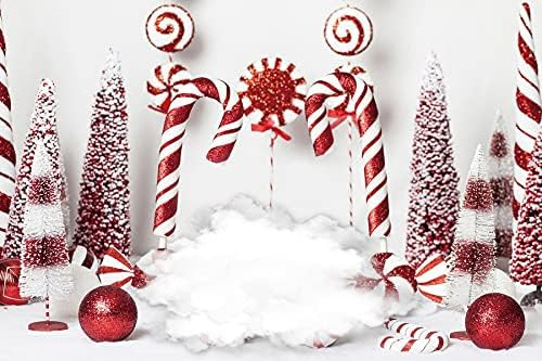 Christmas Backdrop for Photography 10x6.5ft White and Red Candies Pine Tree Clouds Christmas Orna... | Amazon (US)