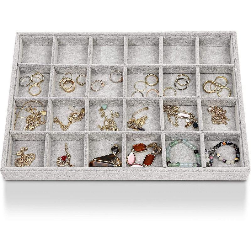 Juvale Velvet 24 Grids Jewelry Tray, Stackable Jewelry Storage Display Organizer Tray for Earring... | Target