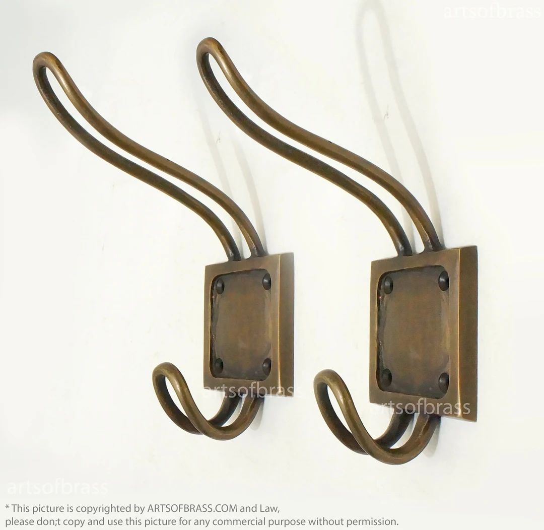6.50 Lot of 2 Pcs Vintage Solid Brass Double HOOK Hanger - Etsy | Etsy (US)