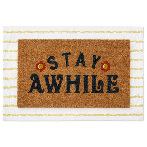 Wanda June Home by Miranda Lambert Stay Awhile Doormat Set, Yellow/Multi, 18"x30/24"x36 - Walmart... | Walmart (US)