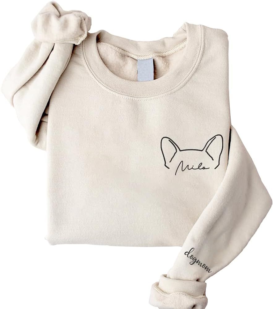 Custom Embroidered Dog Mom Sweatshirt, Dog Sweatshirt For Women, Dog Mom Shirts, Dog Lover Gifts,... | Amazon (US)