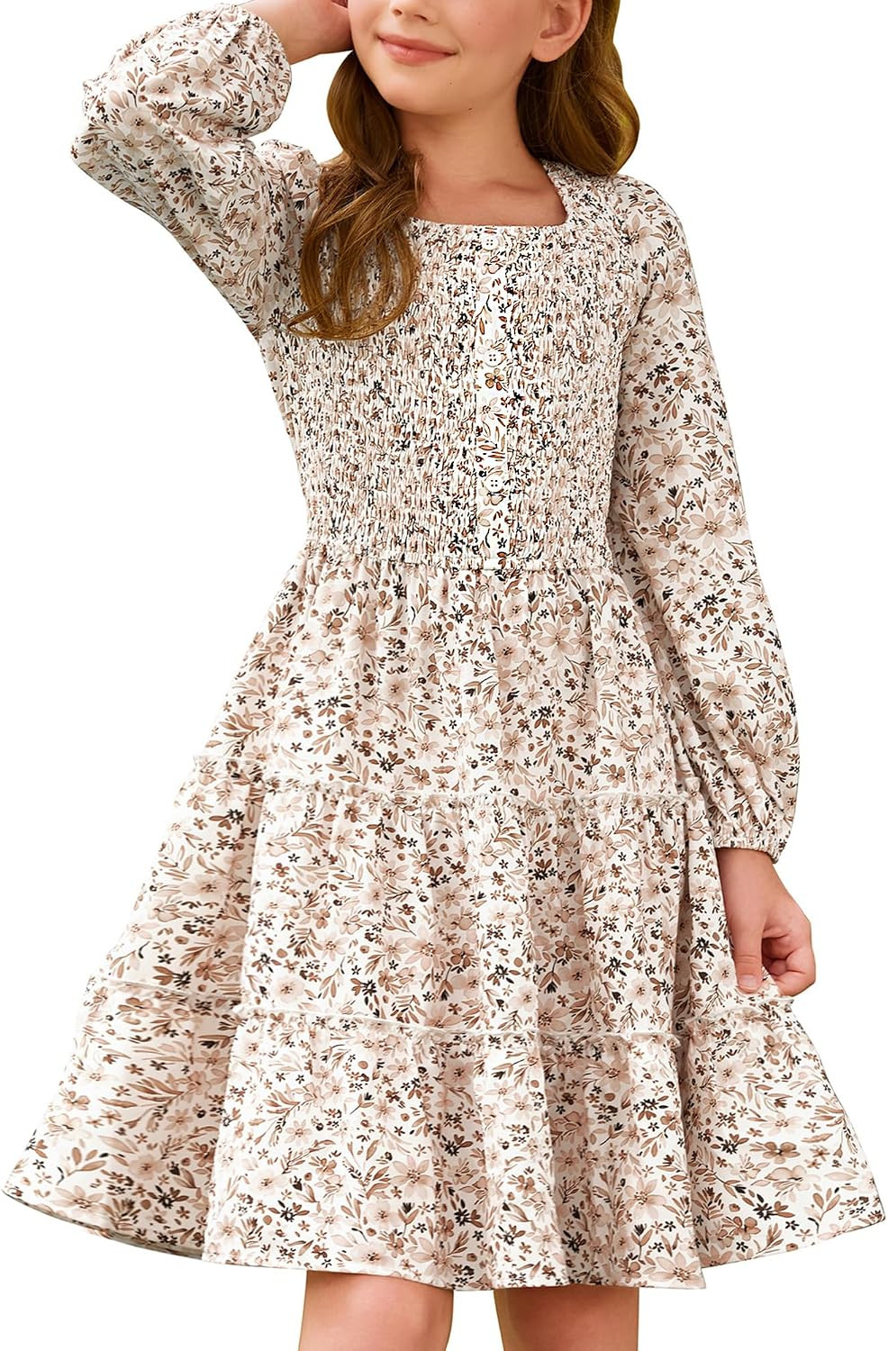 GRACE KARIN Girls Fall Long Sleeve Floral Christmas Teen Dress Size 6-14 | Amazon (US)