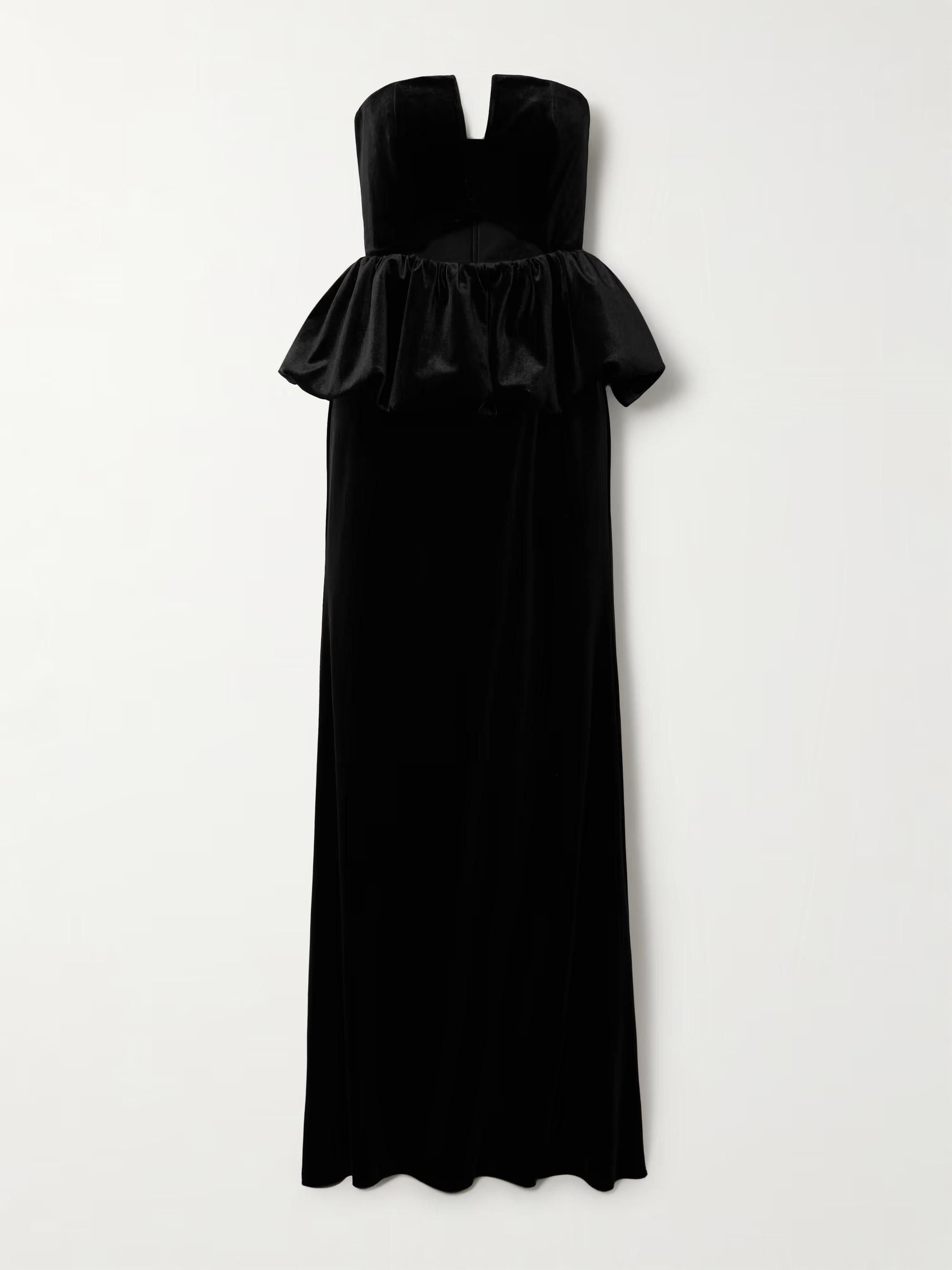 Strapless cutout velvet peplum maxi dress | NET-A-PORTER (UK & EU)