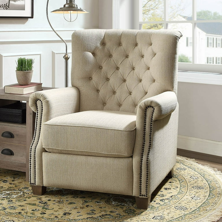 Better Homes & Gardens Tufted Push Back Recliner, Beige Fabric Upholstery | Walmart (US)