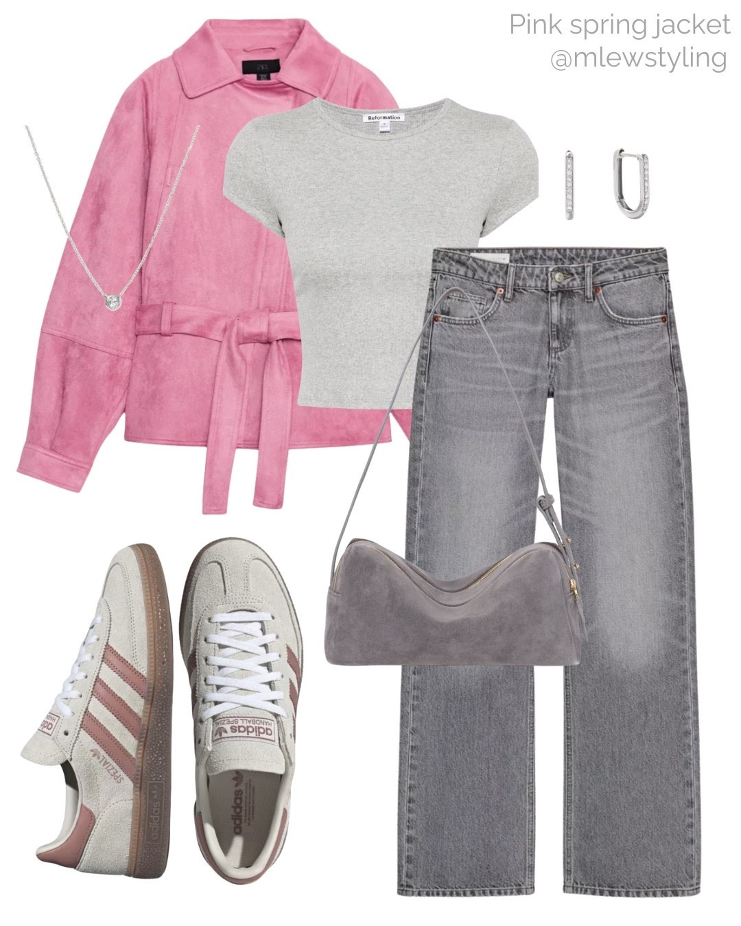 Spring outfit with a pink suede belted jacket 💗

Tag: new in Zara spring jacket, grey denim jeans, Elleme suede bag, grey & pink adidas Spezial sneakers, reformation grey fitted T-shirt, quince white gold necklace, spring trends, weekend outfit 

#LTKootd #LTKSeasonal #LTKgrwm