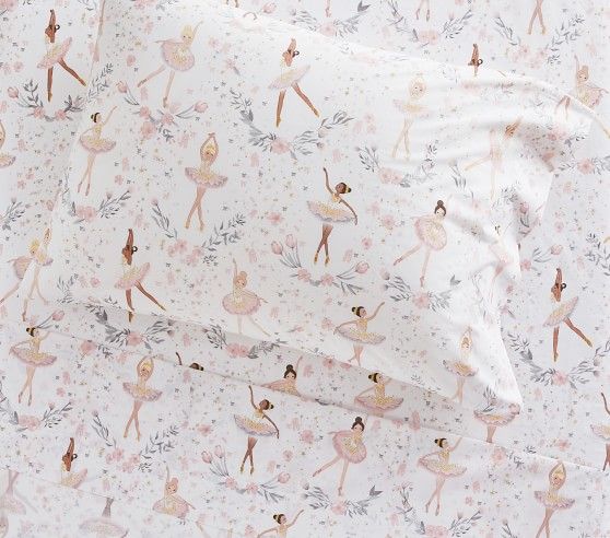 Ballerina Printed Organic Sheet Set & Pillowcases | Pottery Barn Kids