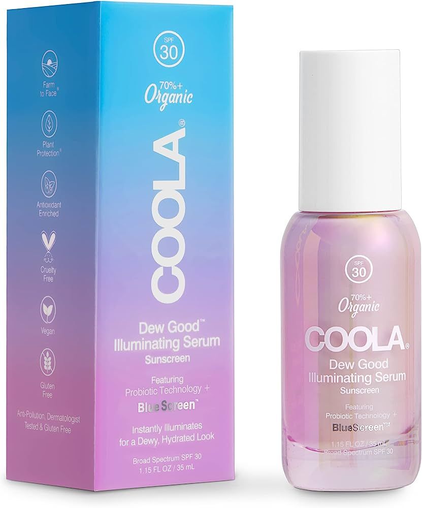 COOLA Organic Dew Good Illuminating Probiotic Serum with SPF 30, Dermatologist Tested Sunscreen with | Amazon (US)