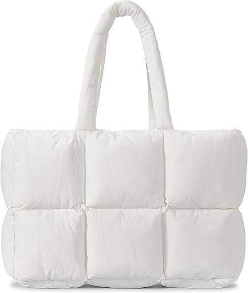 Herald Puffer Tote Bag for Women, Large Quilted Puffy Cloud Handbag Winter Down Padding Lattice S... | Amazon (US)