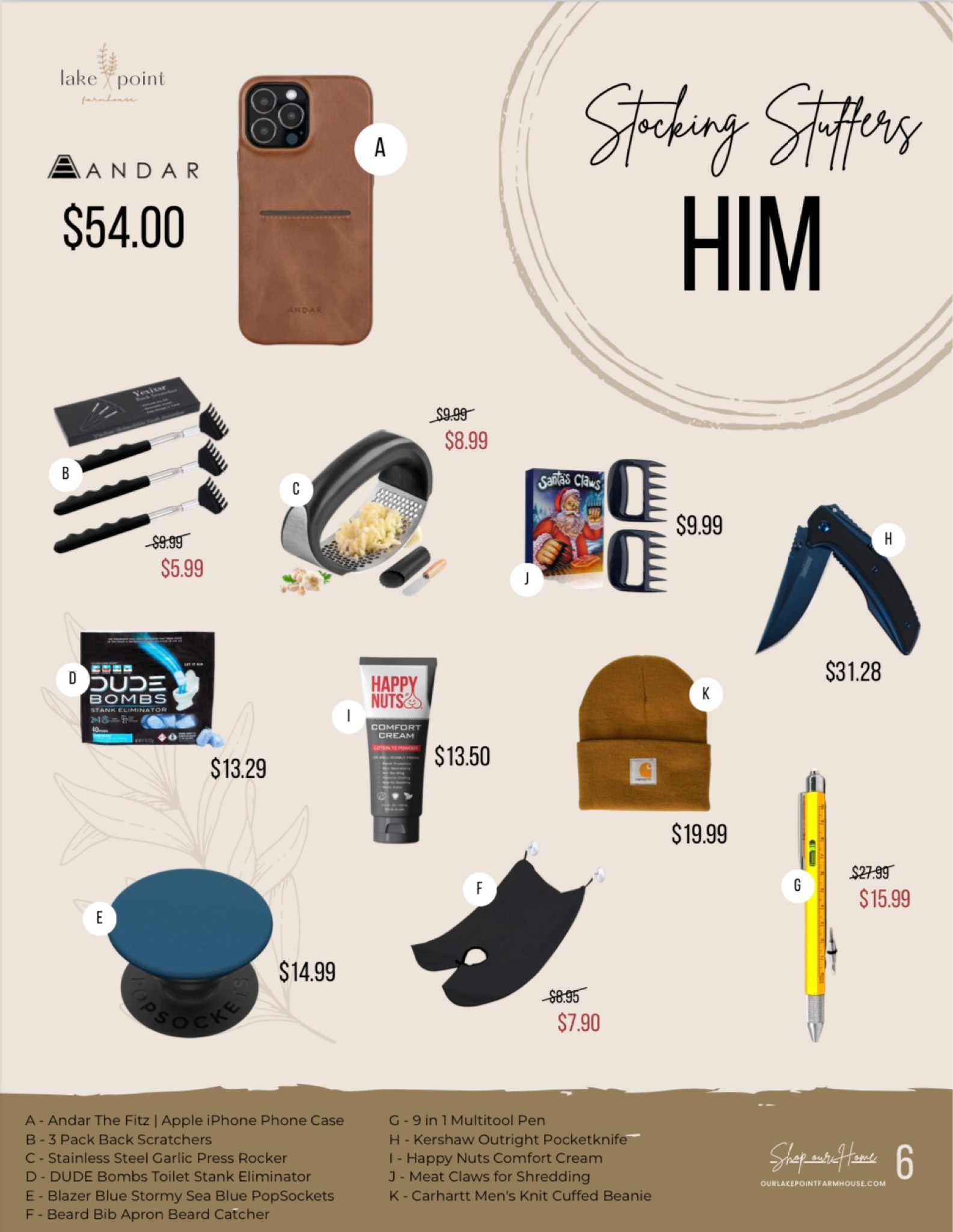 6 | Stocking Stuffers for HIM

Welcome to Our Lake Point Farmhouse’s Holiday Gift Guide! Here you can find the best sales and holiday gift finds this year! 

These are a few of my recommendations for him at a low cost! Did I hear STOCKING STUFFERS?

#LTKGiftGuide #LTKHoliday #LTKmens